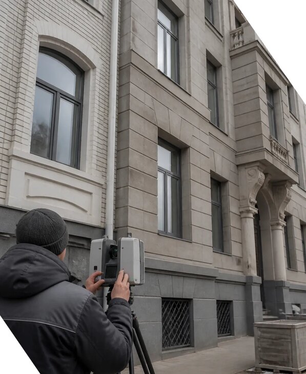 Лазерное сканирование фасадов зданий для обследования в Железнодорожном